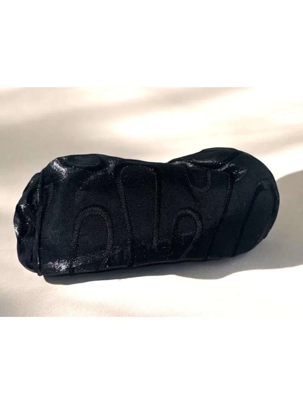Vintage Black Satin Evening Bag With Rhinestone Clasp & Chain Strap